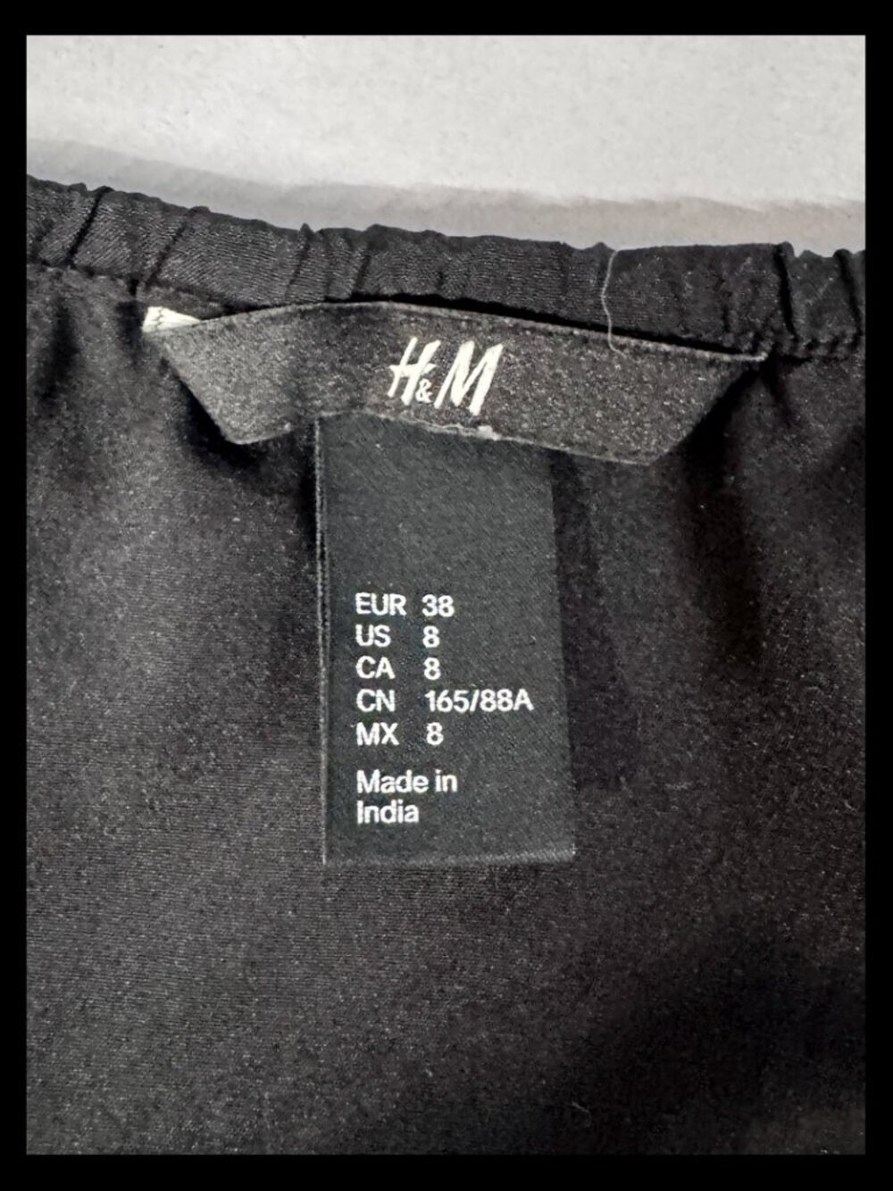 H&M Black Spaghetti Strap Mini Dress Flap Bodice Size 8 EUR 38 - Picture 4 of 4